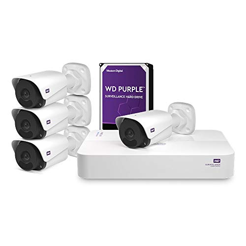 WD ReadyView 2MP Surveillance System- 1080p HD, 2TB WD Purple HDD, PoE, NVR, IP67-rated, 4 Cameras, Motion Detection, Night Vision - WDBULT0020HWT-HESN, Only $199.99