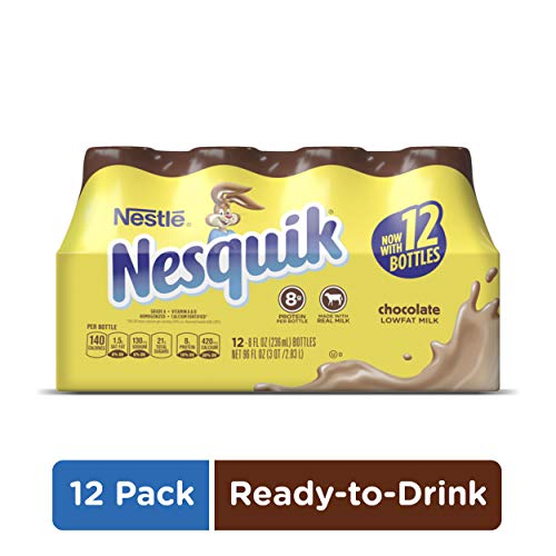 NESQUIK Chocolate Low Fat Milk | Protein Drink | 12 Bottles of Ready to Drink Chocolate Milk, Only $9.46