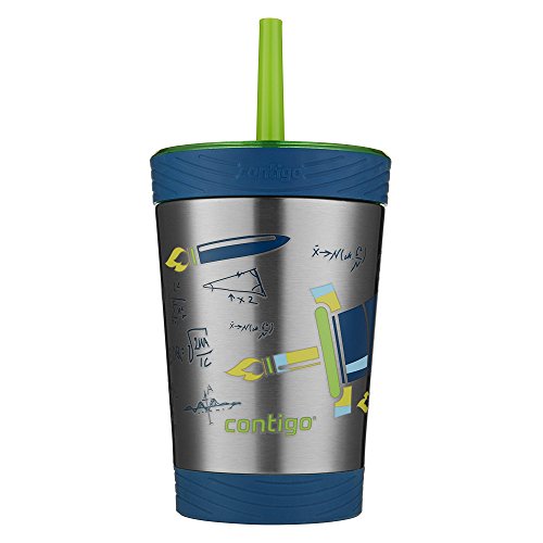 Contigo Stainless Steel Spill Proof Kids Tumbler with Straw, 12 oz, Granny Smith with Rocket Design, Only $9.13