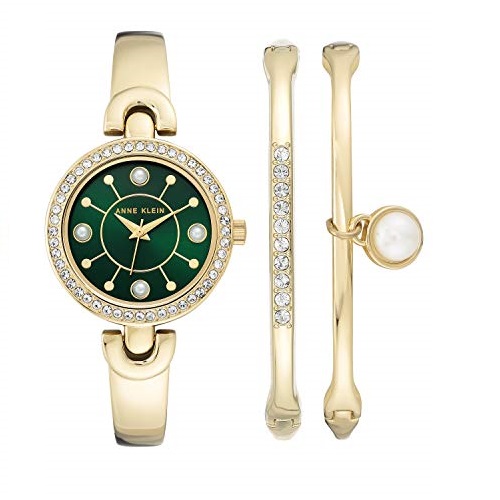 超贊！史低價！Anne Klein 施華洛世奇水晶超美腕錶套裝，原價$150.00，現僅售$49.99，免運費。
