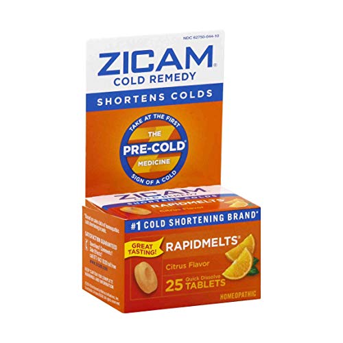 Zicam Cold Remedy Citrus RapidMelts, 25 Quick Dissolve Tablets, Clinically Proven to shorten colds when taken at the first sign, homeopathic, 25 Count (Pack of 1), Only $9.47