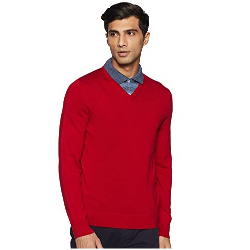 Calvin Klein 卡尔文克莱因 CK 100%纯美利奴羊毛 V领 男式羊毛衫，原价$53.70，现仅售$29.99，免运费！