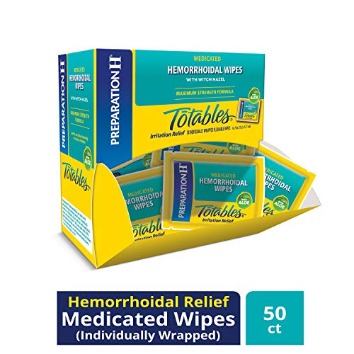 Preparation H (50Count) Flushable Medicated Hemorrhoid Wipes, Maximum Strength Relief with Witch Hazel & Aloe, Irritation Relief Wipes to Go, Only $9.90