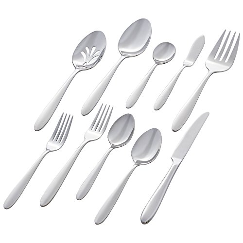 Stone & Beam Traditional Stainless Steel Flatware Set Silverware, Service for 8, 45-Piece, Silver with Round Trim, Only $23.66