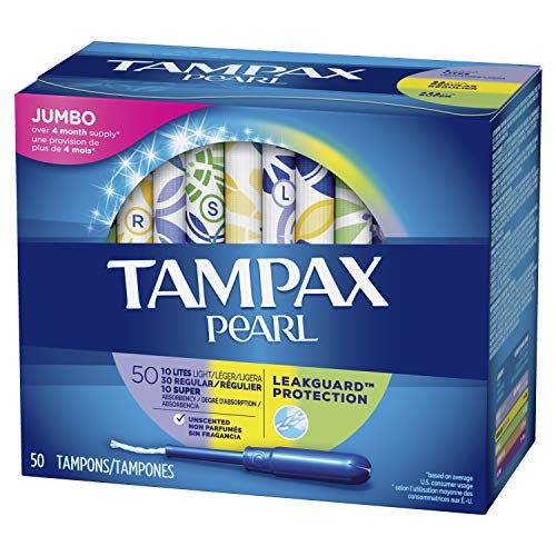 Tampax Pearl Plastic Tampons, Multipack, Light/Regular/Super Absorbency, 50 Count, Unscented, Only $8.14