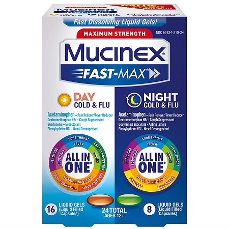 Mucinex 强效感冒药液体胶囊，黑白片，24粒，原价$18.98，现仅售$6.55 ，免运费！