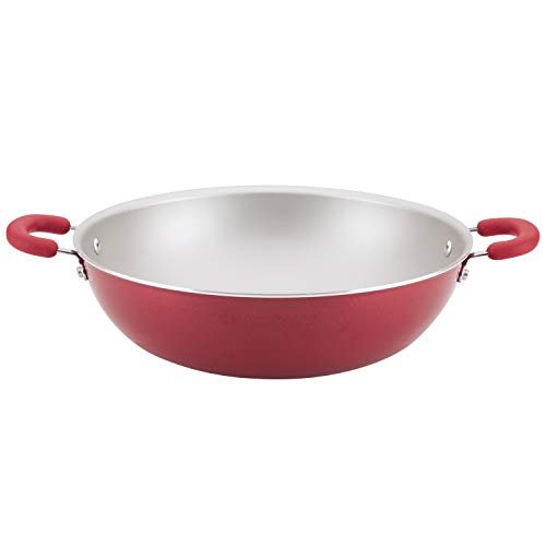 Rachael Ray 12161 Create Delicious Nonstick Wok/Stir Fry Pan/Wok Pan - 14.25 Inch, Red Shimmer, Only $27.19
