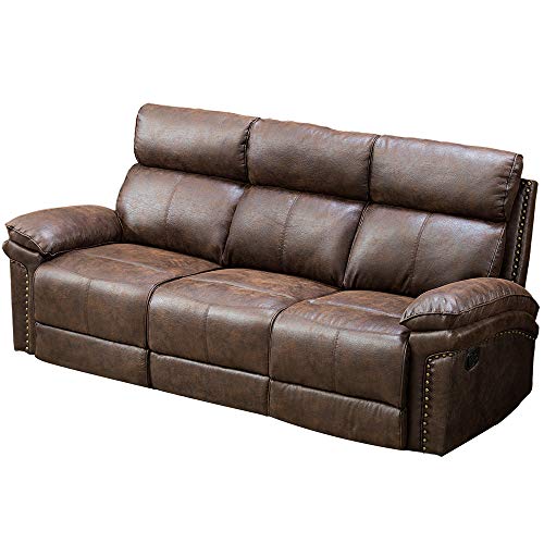 Romatpretty Recliner Leather Sofa 3 Seat,Living Room Movable Sofa,Strong Bonded Leather Upholstery Thick Padded,Reclining Loveseat Adjustable Motion for Home Office Sofas Nice Style, Only $399.87
