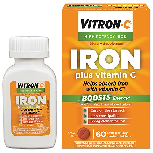 Vitron-C High Potency Iron Supplement with Vitamin C | 60 Count, Only $7.70
