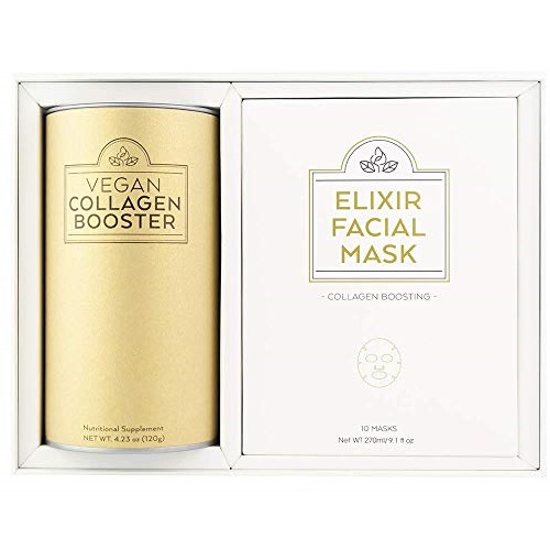 Fusion Naturals: Glow Beauty Duo Set - All Natural Collagen Booster - 20 Packs of Vegan Collagen + 10 Masks - Support Collagen Density, Improve Skin Hydration, Reduce Signs of Aging, Only $38.25