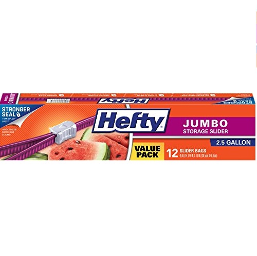 Hefty Slider Jumbo Food Storage Bags - 2.5 Gallon Size, 12 Count, Only $2.59