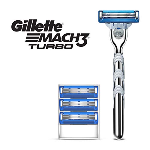 史低价！ Gillette 吉列Mach3 Turbo男士剃须刀 + 4个替换刀头，原价$14.99，现仅售$8.73，免运费！