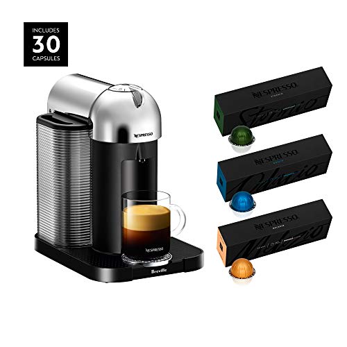 Nespresso Vertuo Coffee and Espresso Maker by Breville, Chrome with BEST SELLING VERTUOLINE COFFEES INCLUDED, Only $129.99