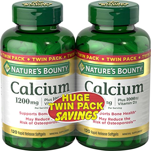 Calcium & Vitamin D by Nature's Bounty, Immune Support & Bone Health, 1200mg Calcium & 1000IU Vitamin D3, 120 Softgels (2-pack)， Only $10.14