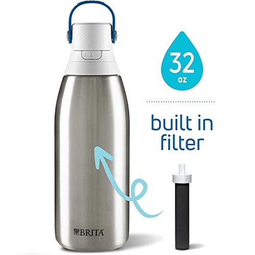 Brita Stainless Steel Insulated Water Bottle with Filter, 32 oz, Only $26.60, You Save $11.39(30%)