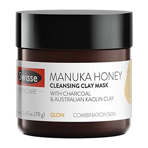 Swisse Natural Skincare Manuka Honey Australian Kaolin Clay Face Mask | Cleanses, Purifies, Hydrates | Charcoal, Norwegian Kelp & Red Algae, and Aloe Vera Extract | 2.47 Oz, Only $8.67