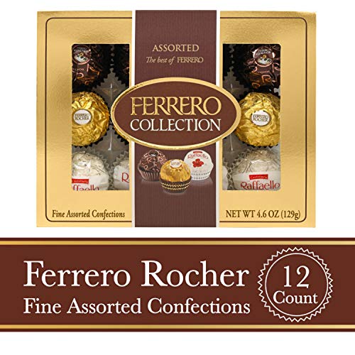 Ferrero Rocher Fine Hazelnut Milk Chocolates, 12 Count, Assorted Coconut Candy and Chocolate Collection, Valentine's Day Gift Box, 4.6 oz, Only $4.74