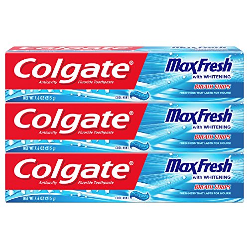 Colgate Max Fresh Toothpaste with Mini Breath Strips, Cool Mint - 7.6 Ounce (3 Pack), Only $5.16