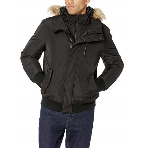 史低价！Calvin Klein 卡尔文克莱因 CK 男式连帽保暖飞行夹克，原价$350.00，现仅售$47.75，免运费！