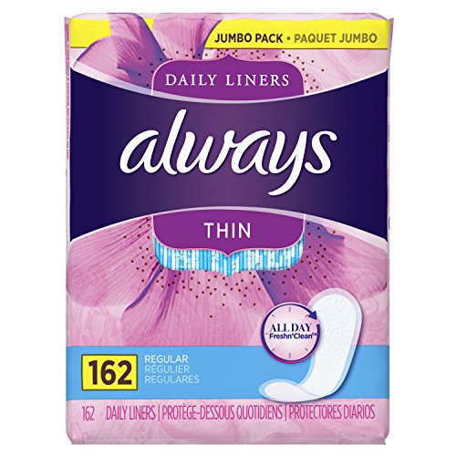Always Thin Daily Wrapped Liners, Unscented, 162 count (Pack of 1), Only $5.59