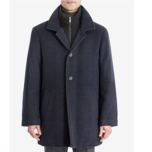 Calvin Klein 卡爾文克萊因 CK 羊毛呢 中長款 男式保暖大衣外套，原價$395.00，現僅售$141.19，免運費！