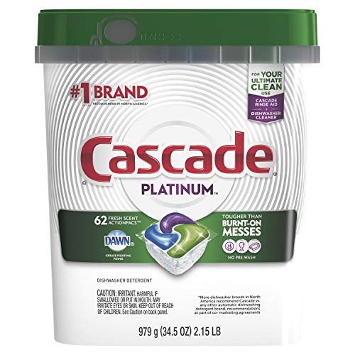 Cascade Platinum Dishwasher Pods, Actionpacs Dishwasher Detergent, Fresh Scent, 62 Count, Only $13.26