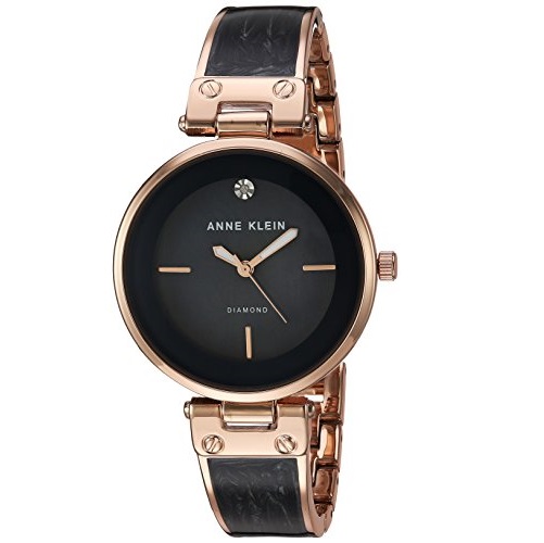 Anne Klein Women's AK/2512GYRG Diamond-Accented Rose Gold-Tone and Grey Marbleized Bangle Watch, Only $29.99