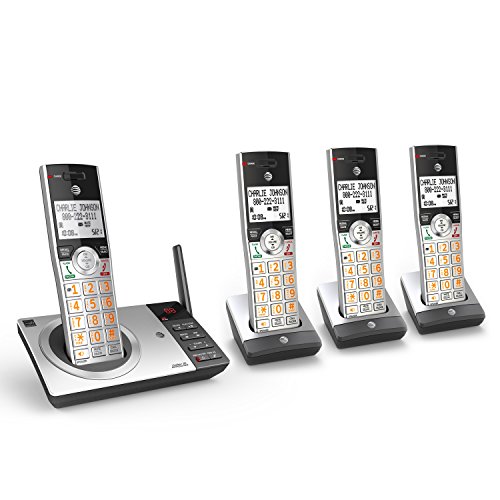 AT&T DECT 6.0 Expandable Cordless Phone with Answering System, Silver/Black with 4 Handsets $61.98