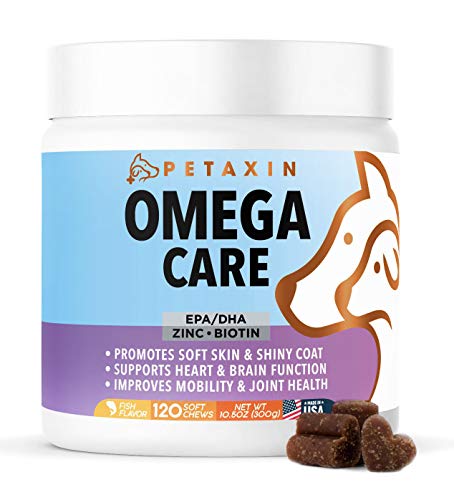 Petaxin Omega Fish Oil for Dogs - Skin and Coat Supplement Chews with EPA, DHA, and Omega-3 Fatty Acids - 120 Soft Chews, only $17.99 with coupon