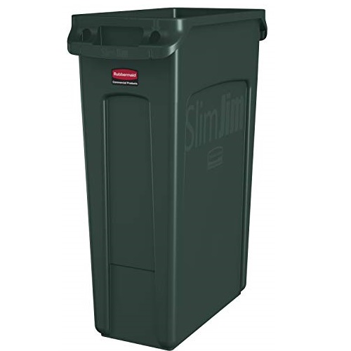 Rubbermaid Commercial Products Slim Jim Plastic Rectangular Trash/Garbage Can with Venting Channels, 23 Gallon, Green (1956186), Only $31.99, You Save $53.51(63%)