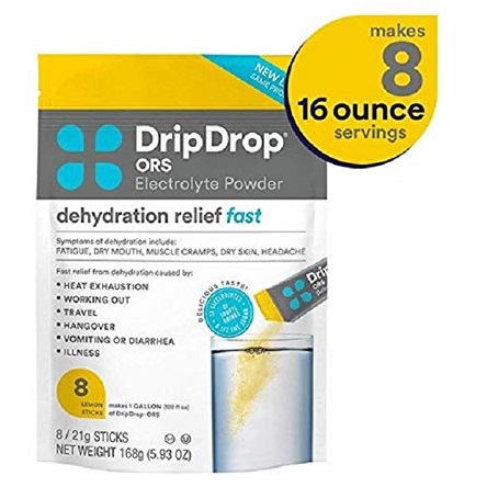 DripDrop ORS Electrolyte Hydration Powder Sticks, Lemon, 10g sticks, 16 Count, Only $18.05