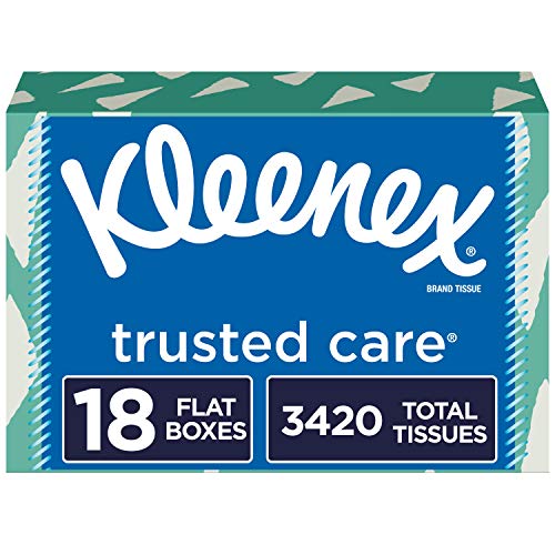 Kleenex Trusted Care Everyday Facial Tissues, 18 Flat Boxes, 190 Tissues per Box (3,420 Tissues Total), Only $26.91