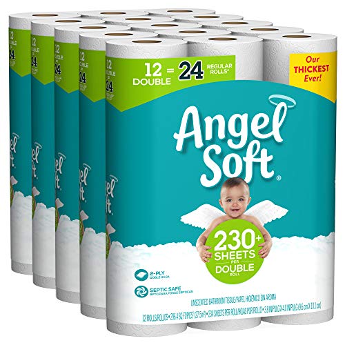 Angel Soft Toilet Paper, 60 Double Rolls, 60 = 120 Regular Rolls, Bath Tissue, 5 Packs of 12 Rolls $27.25