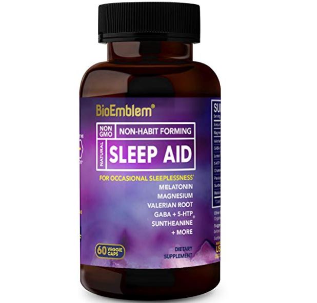 BioEmblem Natural Sleep Aid for Adults with Melatonin, Valerian Root, Suntheanine & More, Herbal Sleeping Pills, 60 Capsules, discounted price $15.25