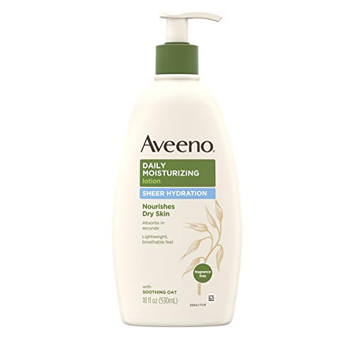 Aveeno Sheer Hydration Daily Moisturizing Lotion for Dry Skin with Soothing Oat, Lightweight, Fast-Absorbing & Fragrance-Free Intense Body Moisturizer, 18 fl. oz, List Price is $11.01, Now Only $7.39