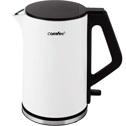 COMFEE' 1.5L Double Wall Stainless Steel Electric Kettle with 100% Stainless Steel Inner Pot and Lid. Cool Touch & BPA Free $17.94