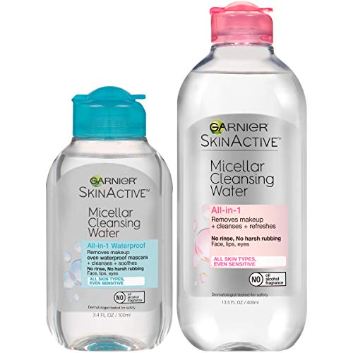 Garnier SkinActive Micellar Cleansing Water, For All Skin Types, 13.5 fl oz + Micellar Cleansing Water, For Waterproof Makeup, 3.4 fl oz, Only $7.72