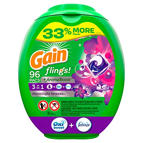 Gain Flings! Liquid Laundry Detergent Pacs, Moonlight Breeze, 96 Count $16.08
