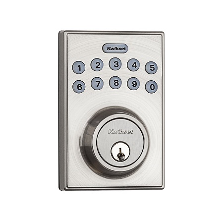 Kwikset 92640-001 Contemporary Electronic Keypad Single Cylinder Deadbolt with 1-Touch Motorized Locking, Satin Nickel, only $45.75