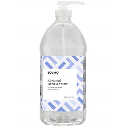 Amazon Brand - Solimo Advanced Hand Sanitizer with Vitamin E, Original Scent, Pump Bottle, 67.59 Fl Oz (Pack of 1) $8.96