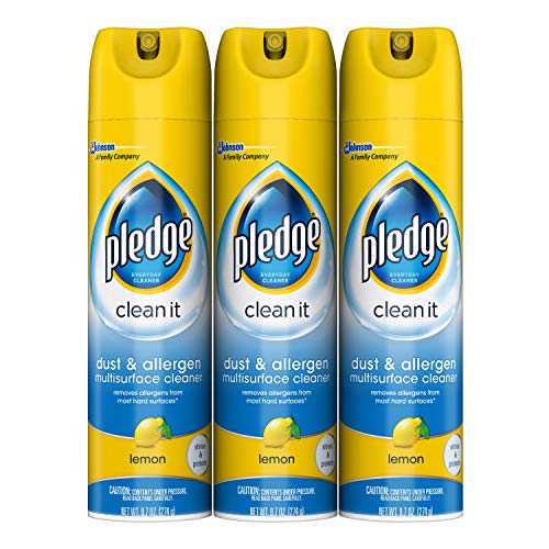 Pledge Dust & Allergen Multi-Surface Disinfectant Cleaner Spray, Works on Leather, Granite, Wood, and Stainless Steel, Lemon, 9.7 oz - Pack of 3, Only $10.14
