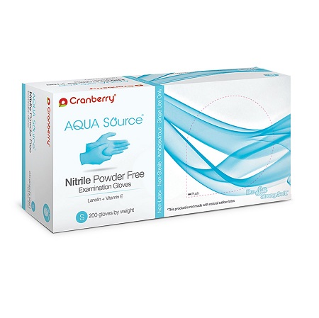 Cranberry USA CR3446case Aqua Source Powder Free Exam Gloves, Small, Nitrile, Beaded-Cuff, Blue (Pack of 2000), only $148.74