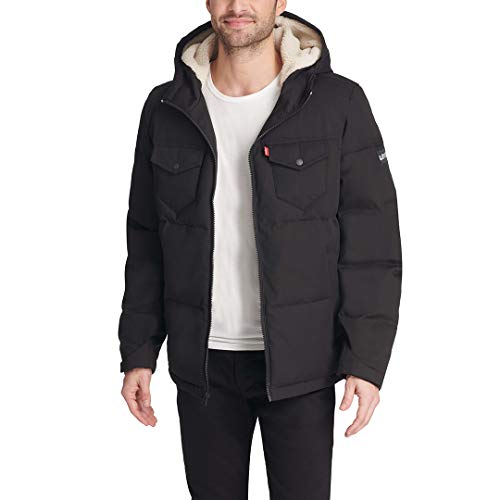 Levi's Men's Heavyweight Mid-Length Hooded Military Puffer Jacket, Only $40.51, You Save $49.48 (55%)