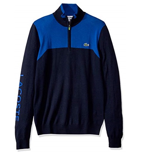 Lacoste Mens Sport Long Sleeve Color Block 1/4 Zip Sweater, Only $54.94