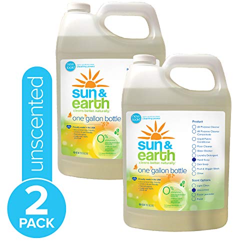 Hand Soap Bulk Size By Sun & Earth, Plant-Based Ingredients, Gentle On Sensitive Skin, Safer Around Kids & Pets, Unscented, 128 Fl Oz (Pack of 2), Only $26.79