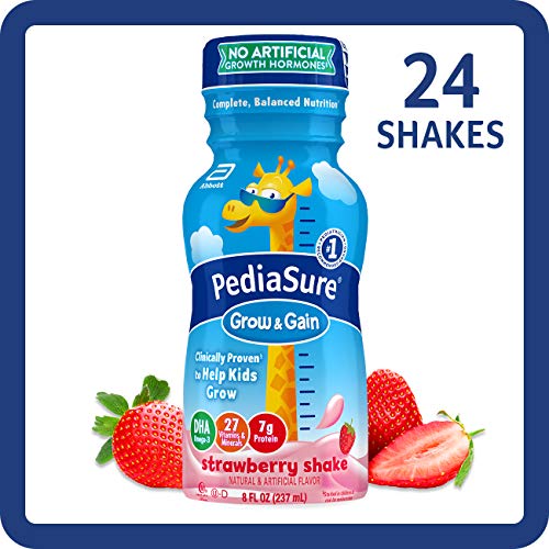 Pediasure Base Grow & Gain Kids’ Nutritional Shake, with Protein, Dha, Vitamins & Minerals, Strawberry, 8 Fl Oz, 24Count (070074580555), Only $31.98
