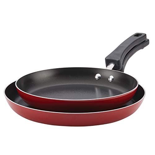Farberware 20370 Neat Nest Nonstick Frying Pan Set / Fry Pan Set / Skillet Set - 10.5 Inch and 12 Inch, Red, Only $14.99