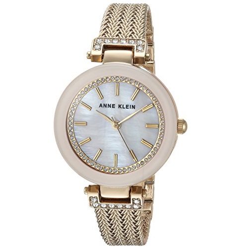 Anne Klein AK/1906PMGB  Women's Swarovski Crystal Accented Mesh Bracelet Watch, Only $35.99