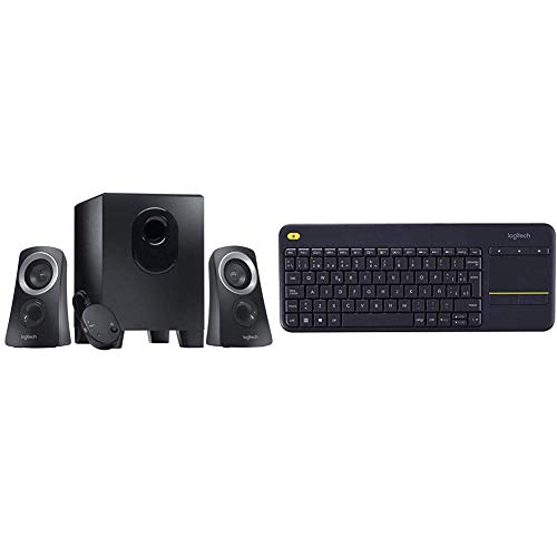 Logitech Z313 Speaker System Bundle with Logitech K400 Plus Wireless Touch TV Keyboard with Easy Media Control and Built-in Touchpad, Only $54.98