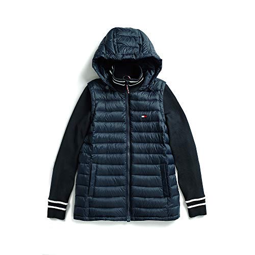 Tommy Hilfiger Women's Adaptive Puffer Jacket with Knit Sleeves and Magnetic Zipper, Only $40.06